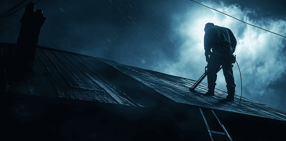 Roofer at work