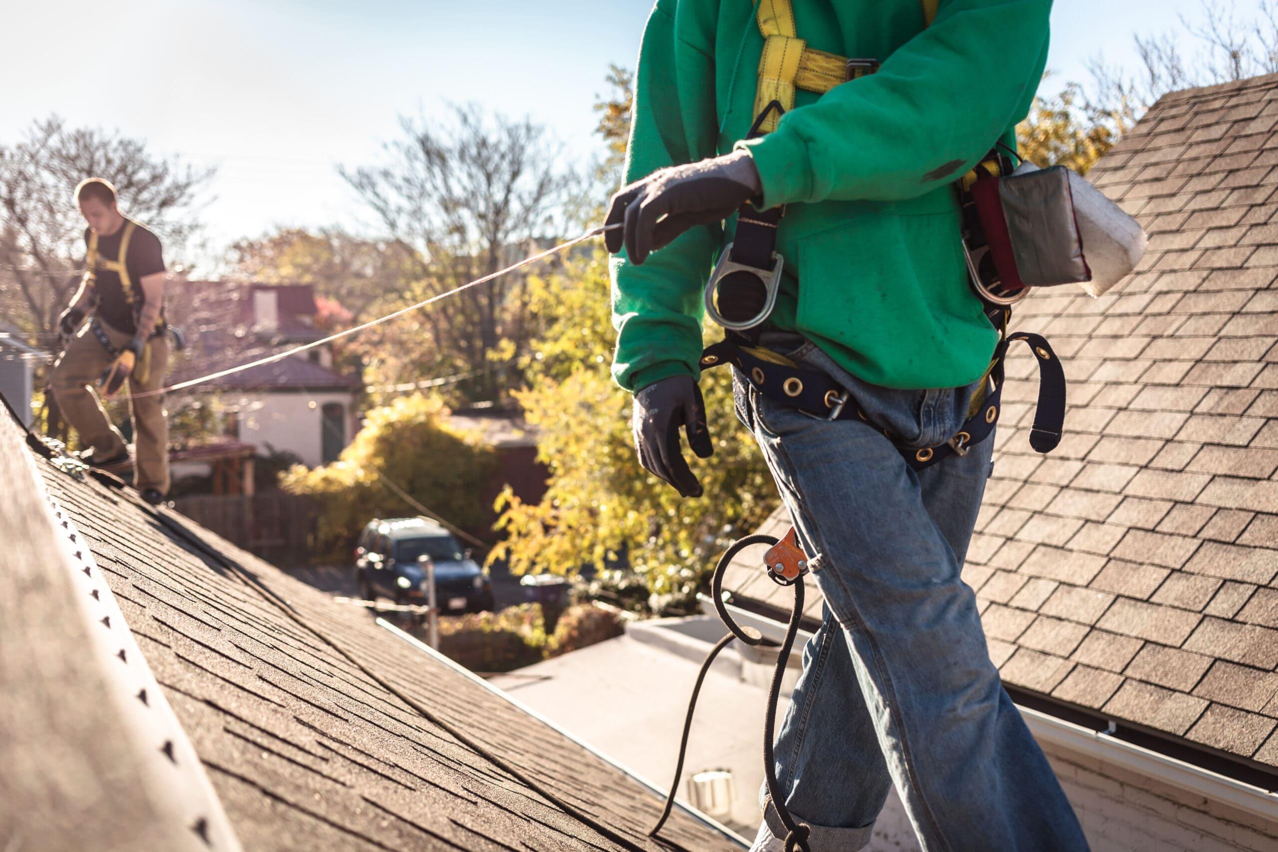 Roofing specialist working on a roof